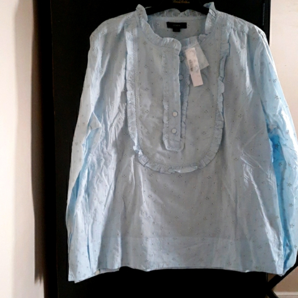 New with tag; JCREW Bib long sleeve blouse.